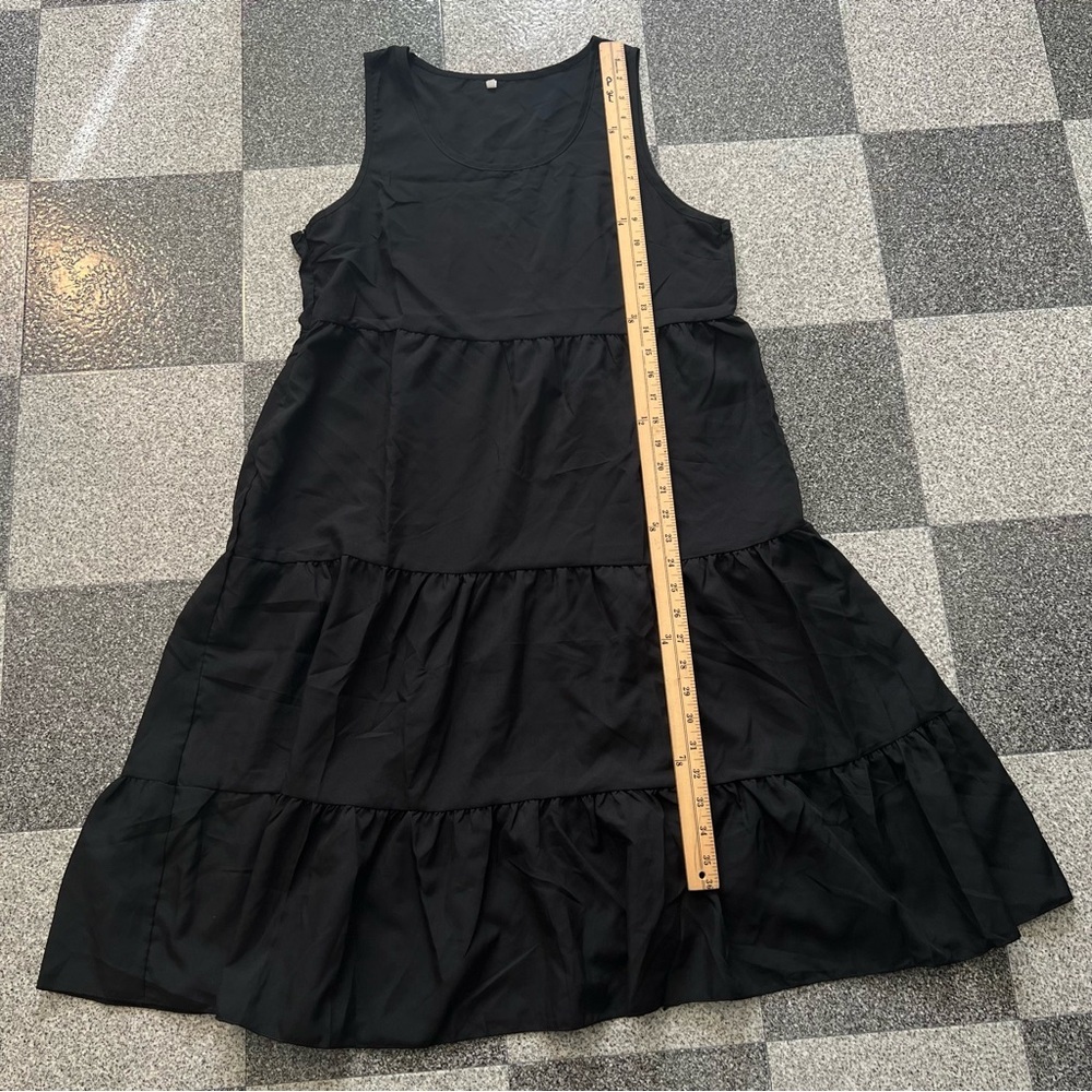 ❤️3/$15 Women's Sleeveless Black Midi Dress- L - Picture 3 of 6